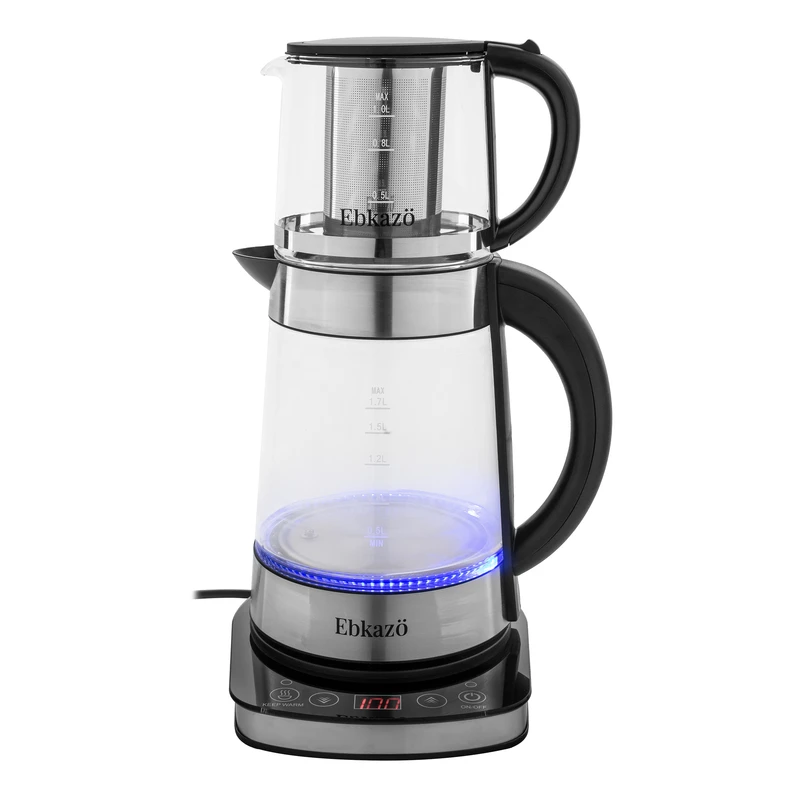 خرید و قیمت چای ساز ابکازو مدل TM1171 کتری شیشه‌ای ظرفیت ۱.۷ لیتر - یک بانو